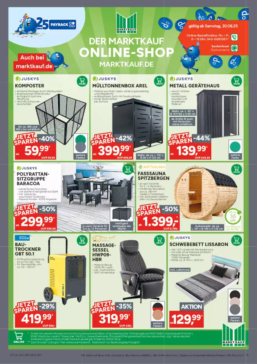Aktueller Prospekt Marktkauf - Prospekt - von 31.08 bis 06.09.2025 - strona 31 - produkty: Holz, Komposter, rel, sessel, Ti, Toner, Trockner