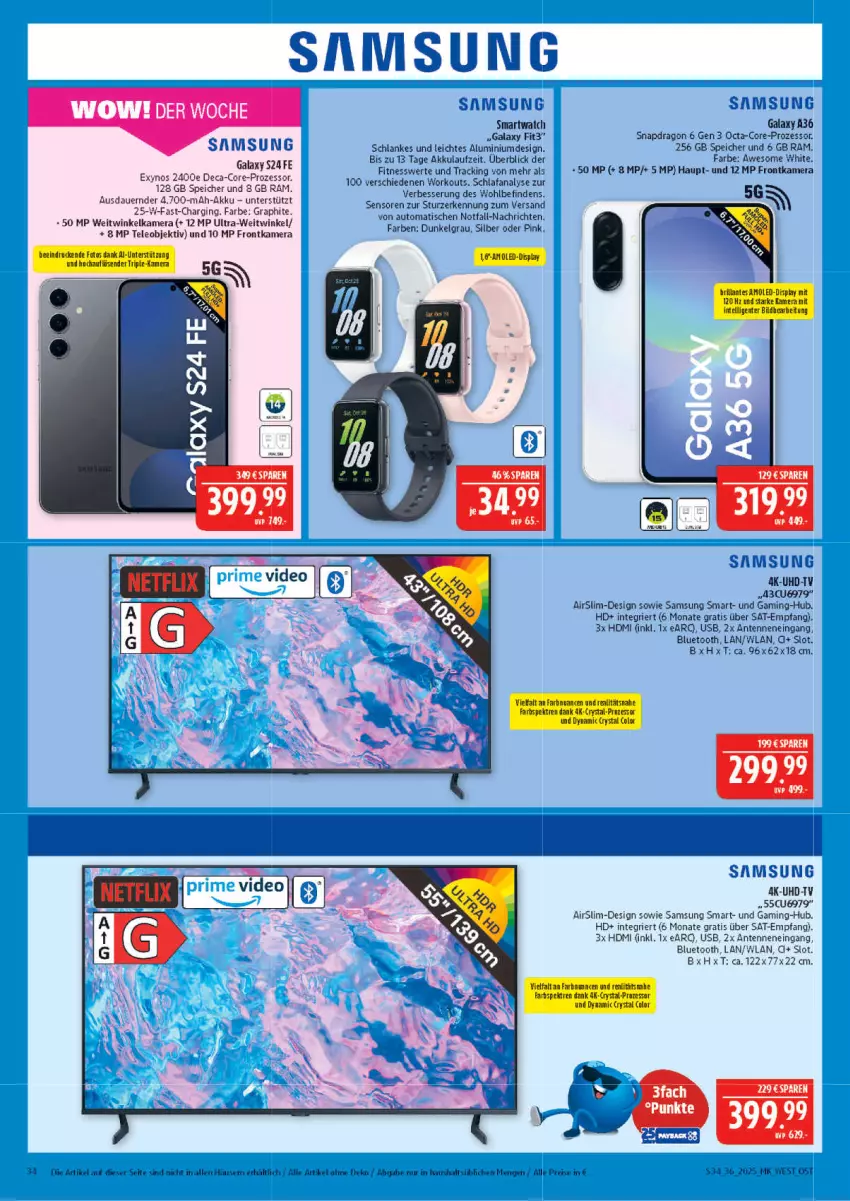 Aktueller Prospekt Marktkauf - Prospekt - von 31.08 bis 06.09.2025 - strona 34 - produkty: akku, auer, auto, Bau, eis, frontkamera, gin, HDMI, kamera, LG, reis, Samsung, smartwatch, tee, Ti, tisch, uhd, UHD-TV, usb