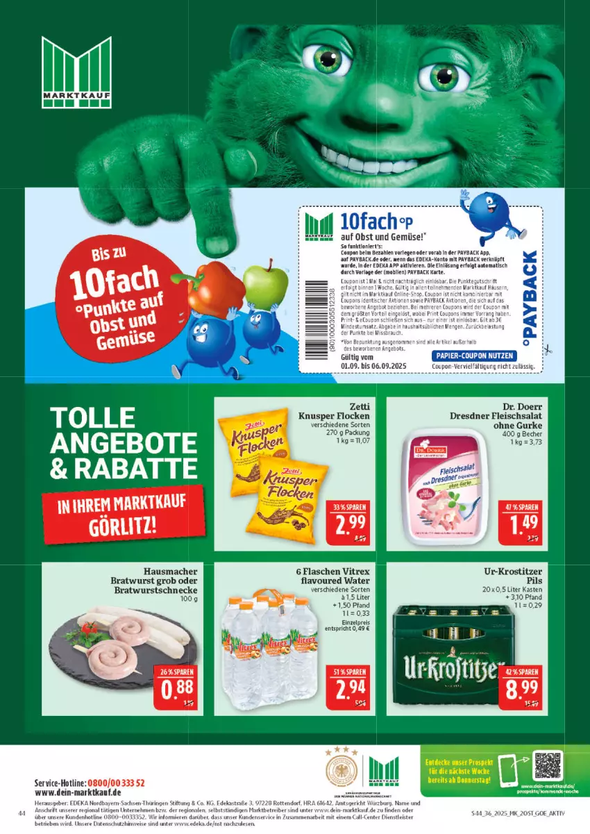 Aktueller Prospekt Marktkauf - Prospekt - von 31.08 bis 06.09.2025 - strona 44 - produkty: angebot, angebote, Astra, Becher, bratwurst, coupon, deka, eis, ente, flasche, fleisch, fleischsalat, gurke, Hausmacher, mac, papier, pils, reis, ring, sac, salat, Ti, vitrex, wurst