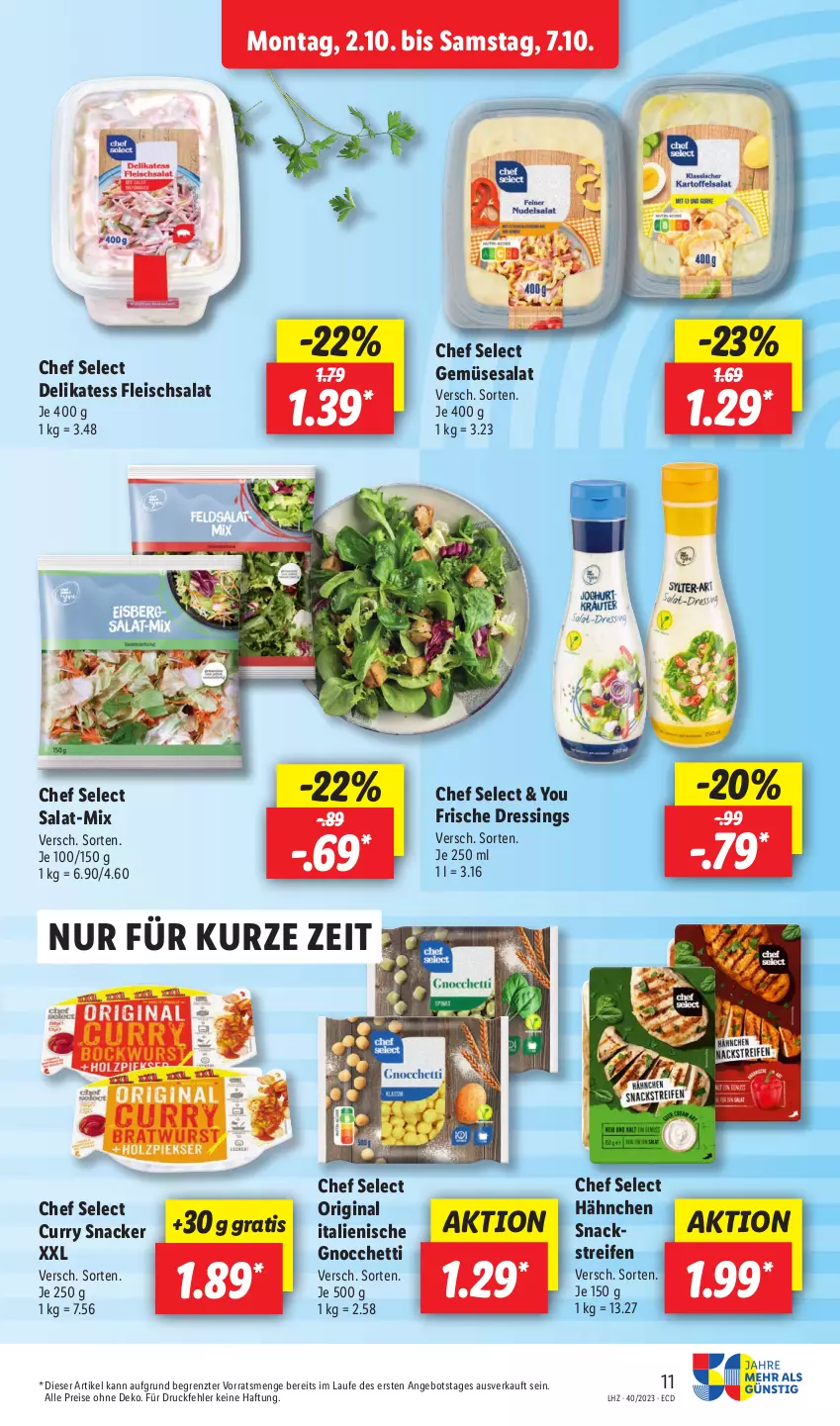 Aktueller Prospekt Lidl - Aktionsprospekt - von 02.10 bis 07.10.2023 - strona 13 - produkty: angebot, curry, dressing, eis, fleisch, fleischsalat, gin, reifen, reis, salat, snack, snacks, Ti, Yo, ZTE