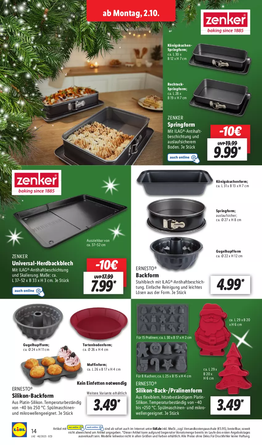 Aktueller Prospekt Lidl - Aktionsprospekt - von 02.10 bis 07.10.2023 - strona 16 - produkty: angebot, Backform, dell, eis, elle, ernesto, ilag, kuchen, mikrowelle, Mode, Muffin, Muffinform, ndk, pralinen, Reinigung, reis, Ria, ring, Schal, Schale, Springform, Ti, torte, ZTE