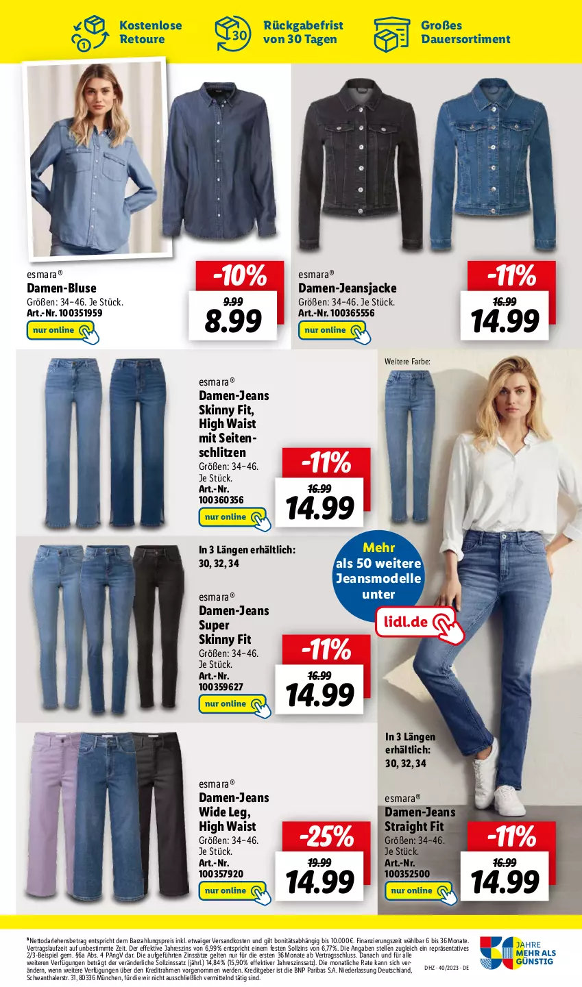 Aktueller Prospekt Lidl - Aktionsprospekt - von 02.10 bis 07.10.2023 - strona 55 - produkty: auer, bluse, damen-bluse, dell, eis, elle, erde, esmara, Jacke, jeans, Jeansjacke, Mode, ndk, reis, Ti