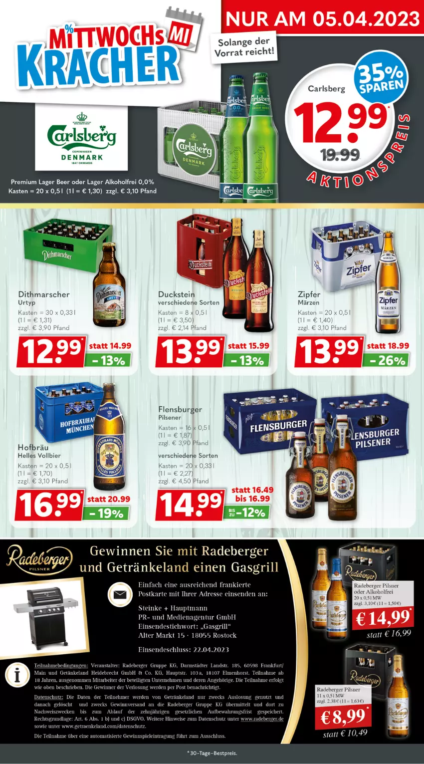 Aktueller Prospekt Getraenkeland - von 03.04 bis 15.04.2023 - strona 2 - produkty: alkohol, auto, Berger, bestpreis, bier, burger, Duck, eis, Elan, elle, erde, flensburger, gasgrill, getränk, getränke, gewinnspiel, grill, LG, mars, pils, pilsener, pilsner, radeberger, radeberger pilsner, reis, Spiele, tee, Ti, urtyp, weck, Zipfer