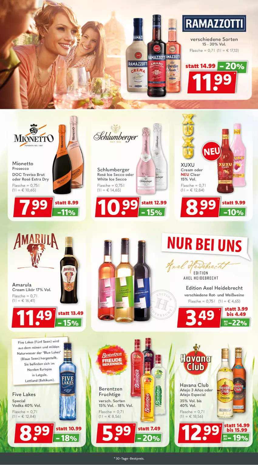 Aktueller Prospekt Getraenkeland - von 03.04 bis 15.04.2023 - strona 5 - produkty: amarula, axe, berentzen, Berger, bestpreis, brut, ecco, eis, flasche, frucht, Havana Club, likör, mionetto, natur, prosecco, rama, ramazzott, ramazzotti, reis, Ti, vodka, wasser, wein, weine, Weißwein, zott