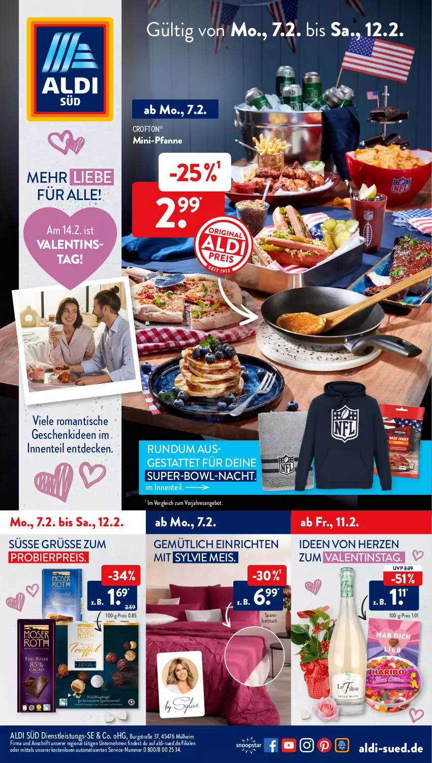 Aktueller Prospekt AldiSud - ALDI Aktuell - von 07.02 bis 12.02.2022 - strona 1 - produkty: aldi, angebot, auto, bett, Betttuch, bier, Crofton, crofton®, decke, eis, ente, pfanne, reis, resa, spannbetttuch, Ti, tisch, tuc