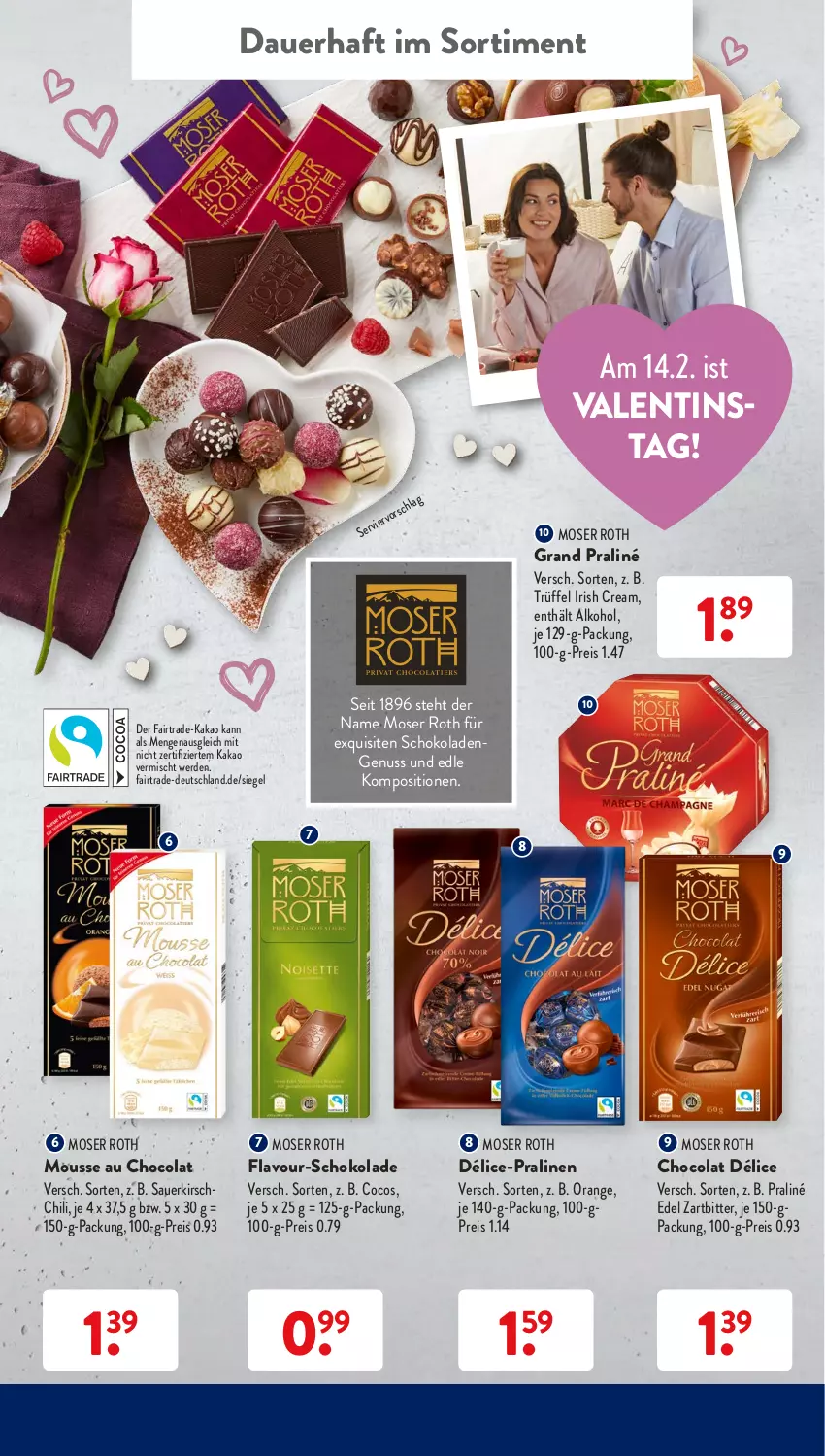 Aktueller Prospekt AldiSud - ALDI Aktuell - von 07.02 bis 12.02.2022 - strona 7 - produkty: alkohol, auer, chili, cocos, cola, eis, erde, irish cream, kakao, kirsch, moser, Moser Roth, mousse, Mousse au Chocolat, nuss, orange, pralinen, reis, schoko, schokolade, schokoladen, Ti, Trüffel