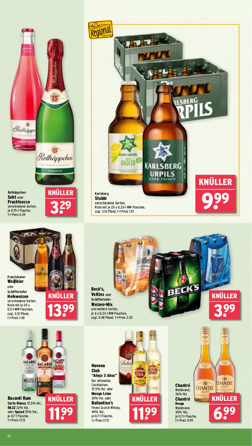 Aktueller Prospekt Wasgau - von 06.01 bis 11.01.2025 - strona 20 - produkty: ball, bier, chantré, cocktail, ecco, eis, flasche, franziskaner, frucht, fruchtsecco, Havana Club, Hefe, hefeweizen, karlsberg, mango, mw-flasche, reis, rotkäppchen, rouge, rum, schöfferhofer, scotch, scotch whisky, sekt, Ti, veltins, wein, weinbrand, whisky