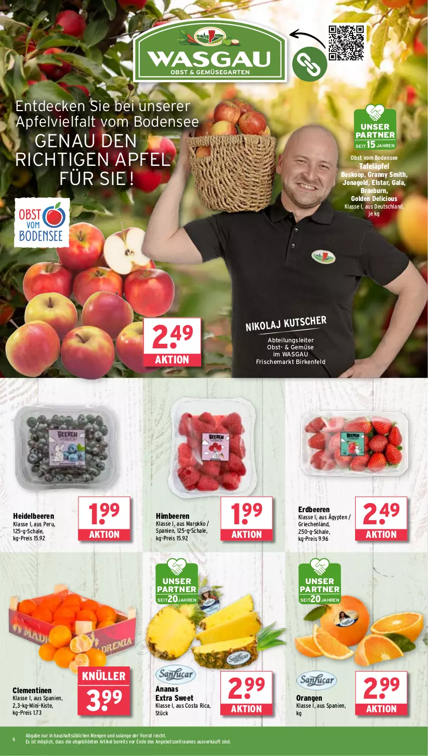 Aktueller Prospekt Wasgau - von 06.01 bis 11.01.2025 - strona 6 - produkty: Abtei, ananas, angebot, apfel, beere, beeren, clementinen, decke, eis, Elvie, erdbeere, erdbeeren, heidelbeere, heidelbeeren, himbeer, himbeere, himbeeren, obst, orange, orangen, reis, Schal, Schale, tafeläpfel, Ti