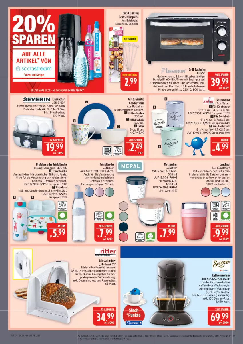 Aktueller Prospekt Marktkauf - Prospekt - von 27.07 bis 02.08.2025 - strona 37 - produkty: backofen, Bebe, Becher, Behälter, brot, Brotdose, decke, Deckel, edelstahl, eier, elle, ente, flasche, geschirr, Geschirrserie, getränk, getränke, grill, grillrost, HP, kaffee, kaffeebecher, kaffeemaschine, kartoffel, kartoffeln, knoblauch, Kocher, mac, Messbecher, messer, müsli, Müslischale, Ofen, rwe, Schal, Schale, senseo, severin, Signal, tasse, teller, Ti, timer, tisch, trinkflasche, wasser, wassertank, zwiebel, zwiebeln