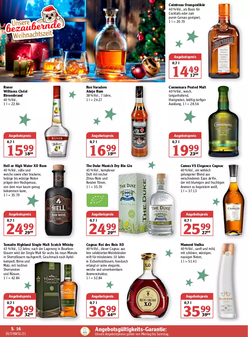 Aktueller Prospekt Globus - Prospekte - von 20.12 bis 25.12.2021 - strona 24 - produkty: angebot, angebotspreis, apfel, beko, bio, Birnen, bourbon, Camus, cocktail, cocktails, Cognac, eis, frucht, gin, Holz, honig, likör, mac, malz, mam, nuss, orange, orangen, reis, rum, scotch, scotch whisky, single malt, Ti, Tomatin, vodka, wein, whisky