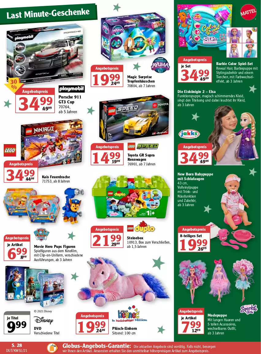 Aktueller Prospekt Globus - Prospekte - von 20.12 bis 25.12.2021 - strona 36 - produkty: ACC, accessoires, angebot, angebote, angebotspreis, Barbie, disney, dvd, eis, Eiskönigin, elle, gin, hero, kleid, Leuchte, Mode, New Born Baby, Plüsch, Puppe, reis, Ti, Toyo, Yo