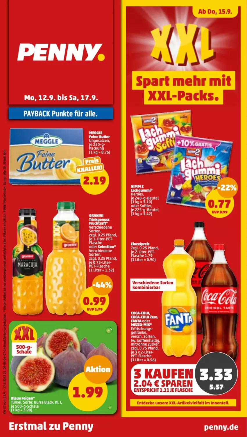 Aktueller Prospekt Penny - Prospekte - von 12.09 bis 17.09.2022 - strona 1 - produkty: eis, fanta, fanta oder, flasche, granini, Heu, meggle, reis, salz, tee, Ti