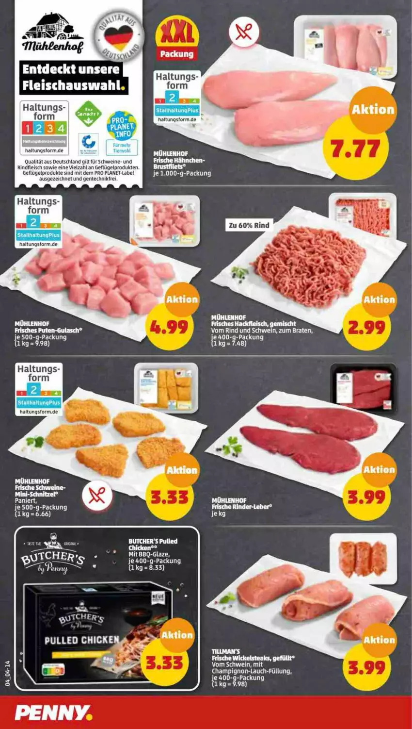 Aktueller Prospekt Penny - Prospekte - von 12.09 bis 17.09.2022 - strona 4 - produkty: braten, champignon, eis, ente, fleisch, Frische Hähnchen, Geflügel, geflügelprodukte sind mit dem, rind, rindfleisch, schwein, schweine, Ti, Tillman's, wein, weine