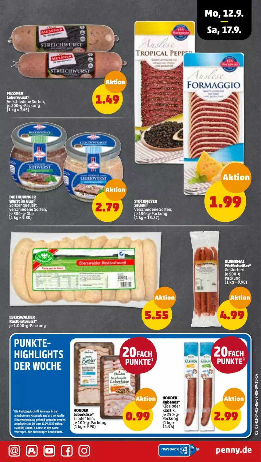 Aktueller Prospekt Penny - Prospekte - von 12.09 bis 17.09.2022 - strona 5 - produkty: houdek, kabanos, Käse, leberkäs, leberkäse, leine, pfeffer, Pfefferbeißer, salami, spitzenqualität, stockmeyer, tee, Ti, wurst