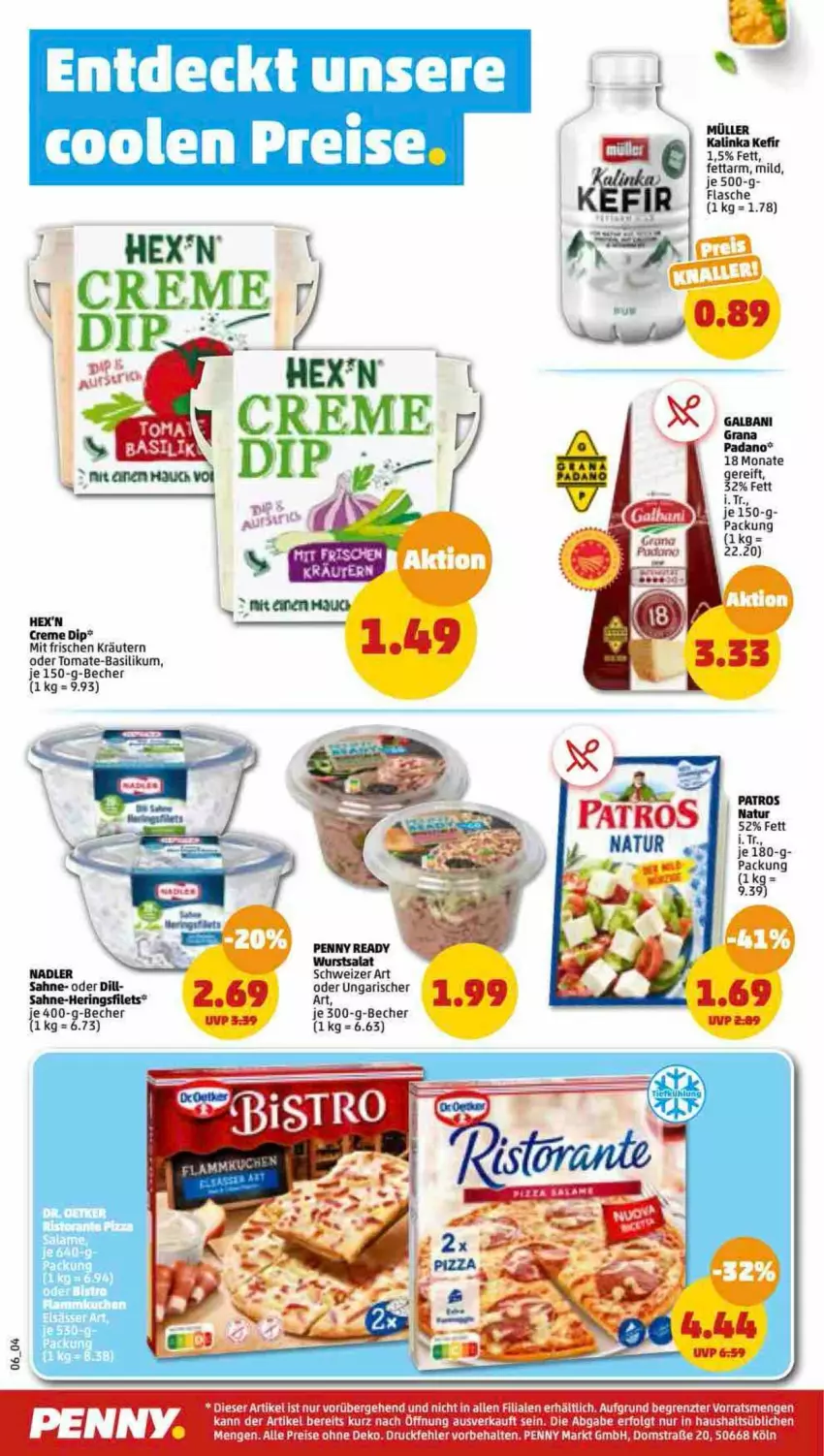 Aktueller Prospekt Penny - Prospekte - von 12.09 bis 17.09.2022 - strona 6 - produkty: basilikum, Becher, creme, dip, flasche, Kefir, kräuter, kräutern, LG, Müller, nadler, natur, patros, sahne, Ti, Tiere, tomate, tomate-basilikum, ZTE