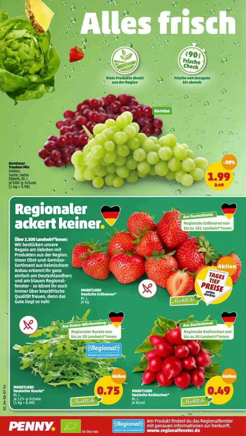 Aktueller Prospekt Penny - Prospekte - von 16.05 bis 21.05.2022 - strona 2 - produkty: beere, beeren, cola, erdbeere, erdbeeren, radieschen, rucola