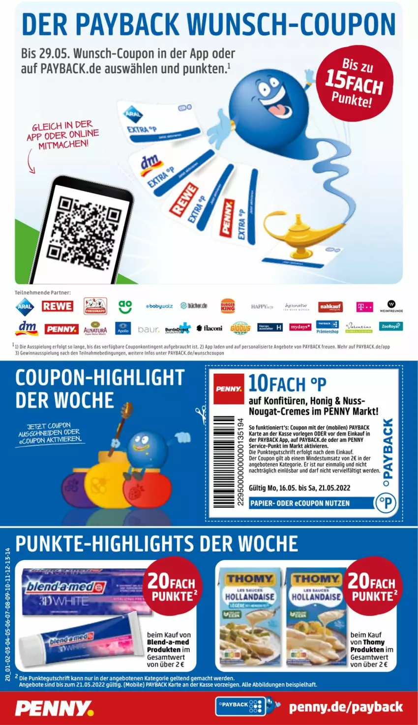 Aktueller Prospekt Penny - Prospekte - von 16.05 bis 21.05.2022 - strona 24 - produkty: angebot, angebote, blend-a-med, coupon, creme, eis, erde, hollandaise, honig, konfitüre, konfitüren, LG, mac, nuss, payback, Persona, Rauch, thomy, Ti