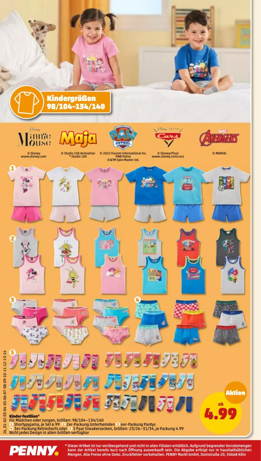 Aktueller Prospekt Penny - Prospekte - von 16.05 bis 21.05.2022 - strona 30 - produkty: Cars, disney, eis, hemd, hemden, Kinder, LG, panty, Paw Patrol, Pyjama, reis, retroshorts, shorts, shorty, sneaker, sneakersocken, socken, Ti, Unterhemd, unterhemden, ZTE