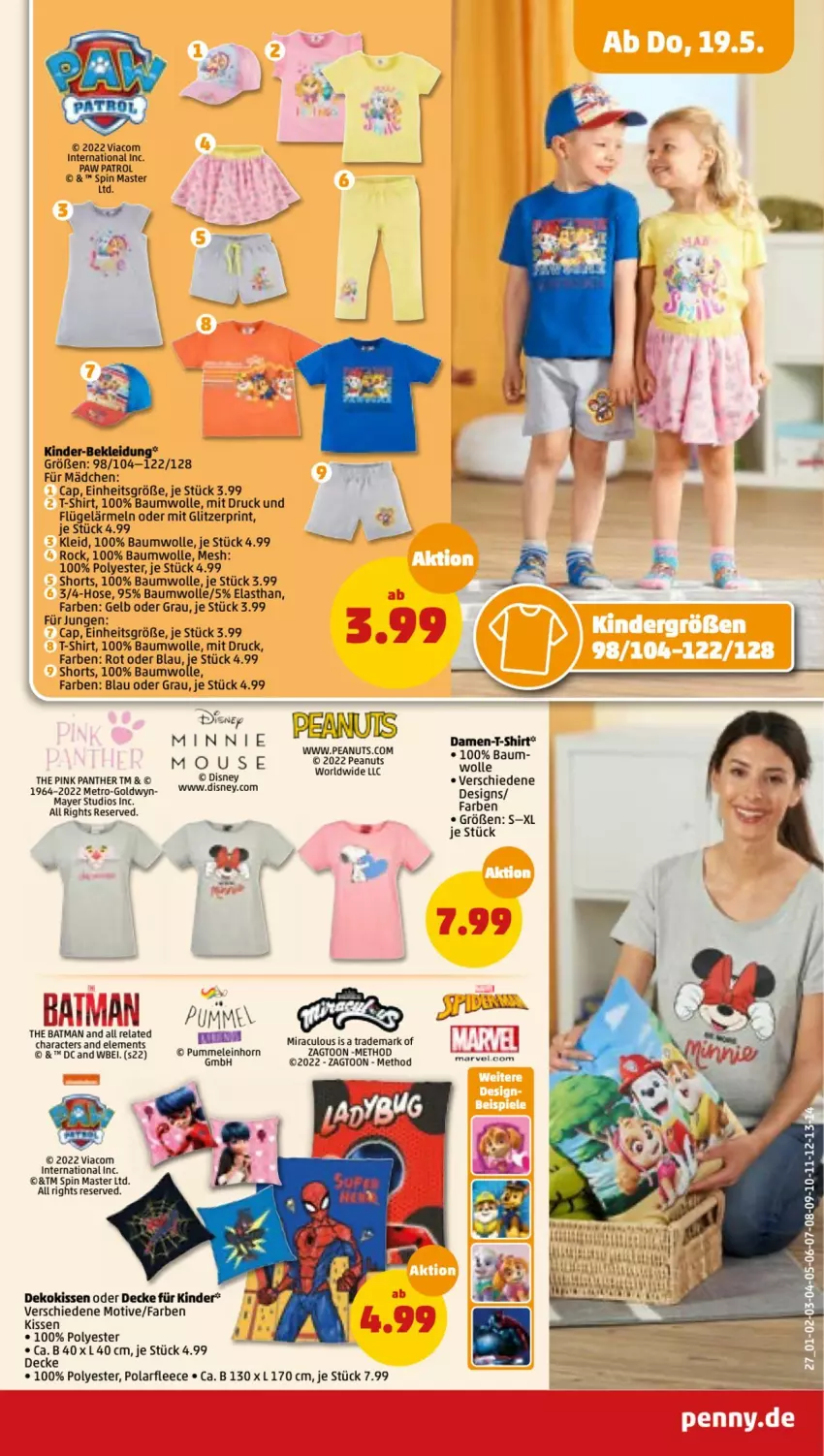 Aktueller Prospekt Penny - Prospekte - von 16.05 bis 21.05.2022 - strona 31 - produkty: Bau, baumwolle, Cap, decke, dekokissen, hose, Kinder, kissen, kleid, Kleidung, Metro, rel, shirt, shorts, T-Shirt, Ti, wolle