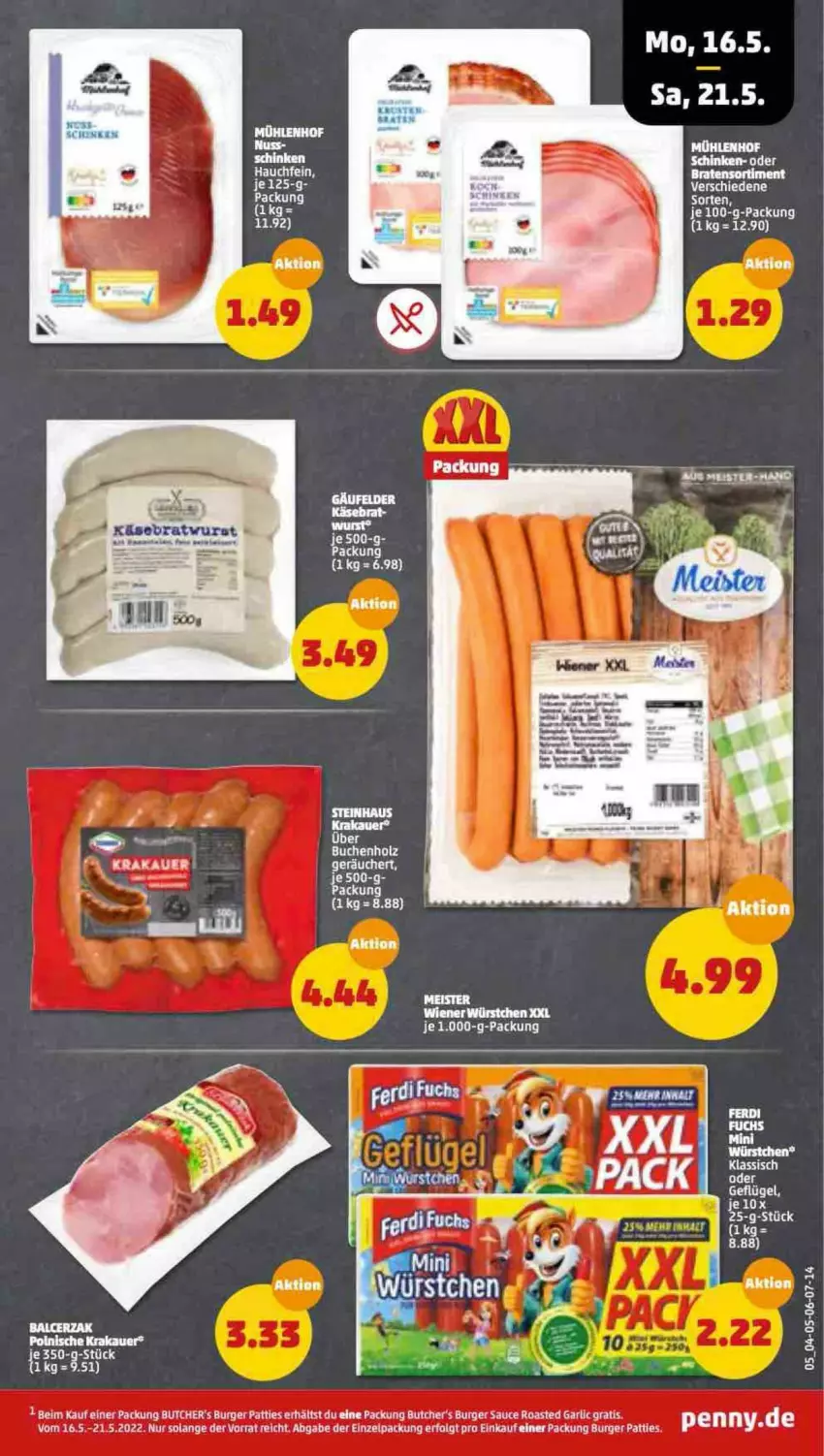 Aktueller Prospekt Penny - Prospekte - von 16.05 bis 21.05.2022 - strona 5 - produkty: auer, bratwurst, buch, Holz, Käse, krakauer, tee, Ti, wiener, wiener würstchen, wurst, würstchen