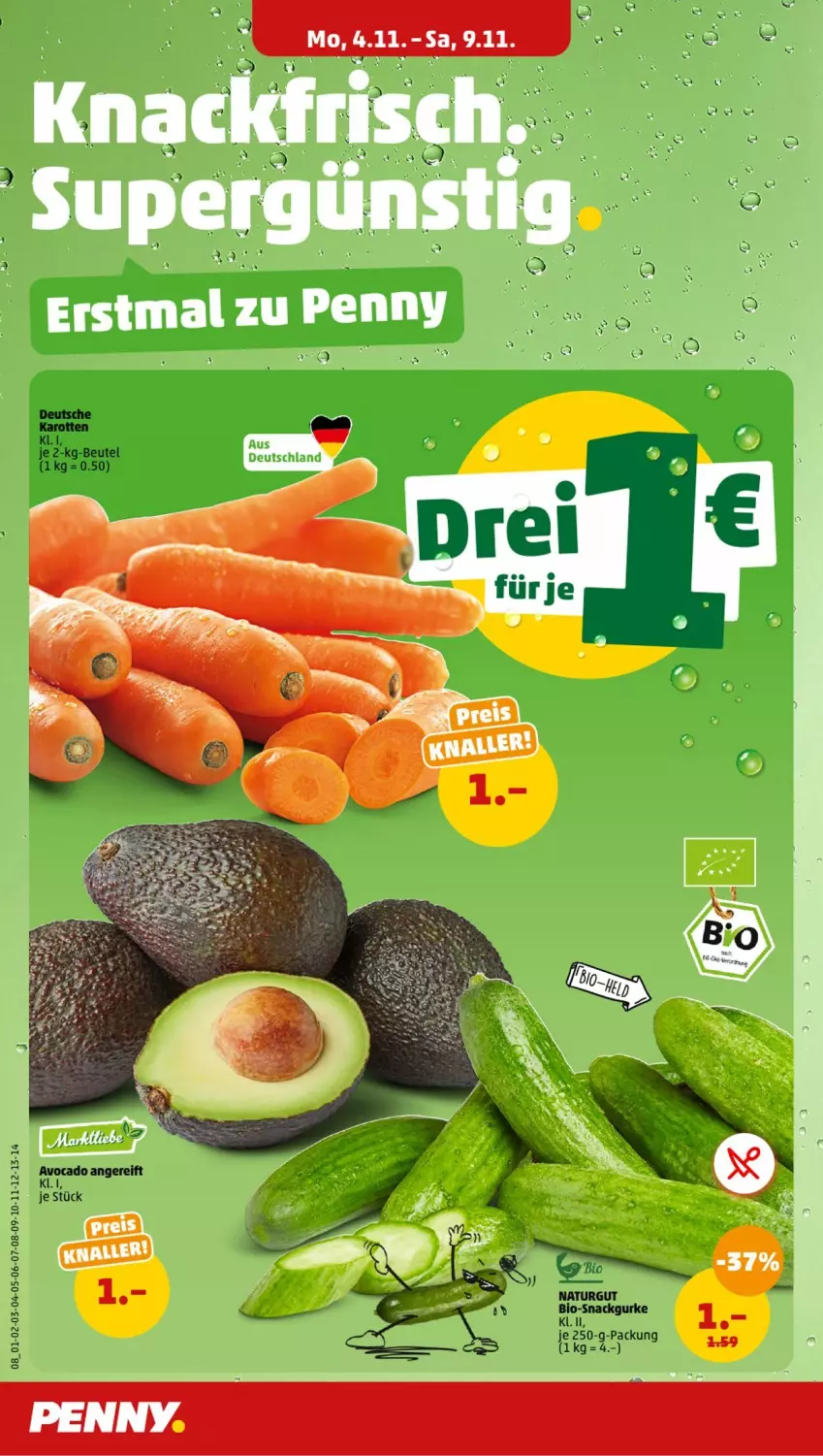 Aktueller Prospekt Penny - Prospekte - von 04.11 bis 09.11.2024 - strona 8 - produkty: avocado, beutel, bio, gurke, karotten, natur, snack