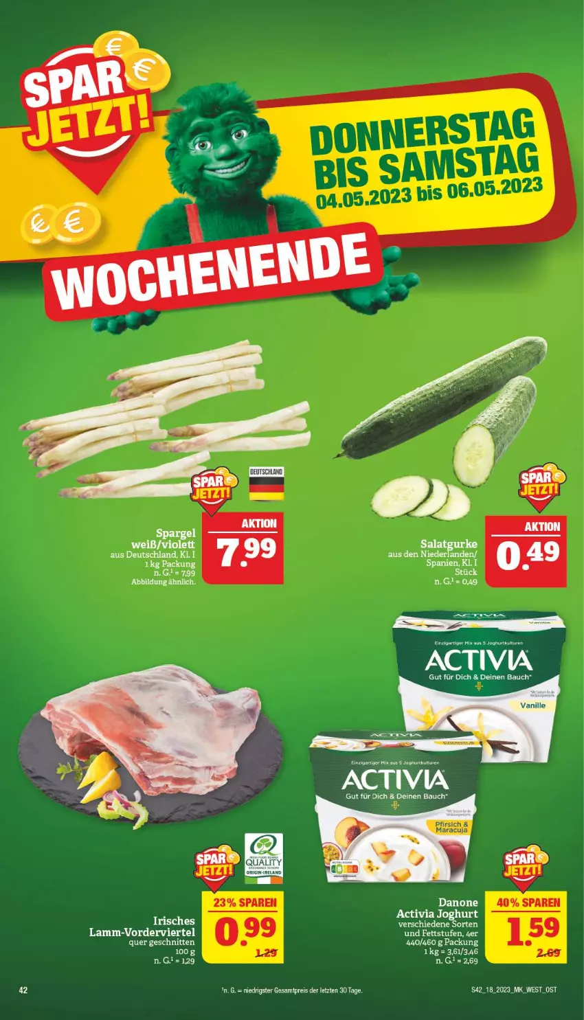 Aktueller Prospekt Marktkauf - Prospekt - von 30.04 bis 06.05.2023 - strona 42 - produkty: activa, activia, activia joghurt, Bau, danone, danone activia, eis, Elan, gin, joghur, joghurt, reis, rel, schnitten, Ti, ZTE