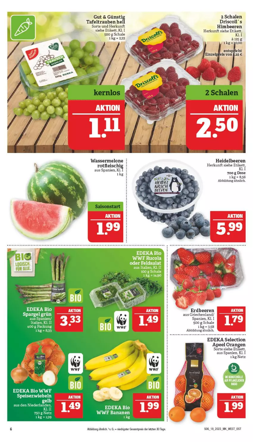 Aktueller Prospekt Marktkauf - Prospekt - von 30.04 bis 06.05.2023 - strona 6 - produkty: beere, beeren, deka, eis, erdbeere, erdbeeren, fleisch, heidelbeere, heidelbeeren, himbeer, himbeere, himbeeren, melone, orange, orangen, reis, Schal, Schale, tafeltrauben, Ti, trauben, wasser, wassermelone, ZTE