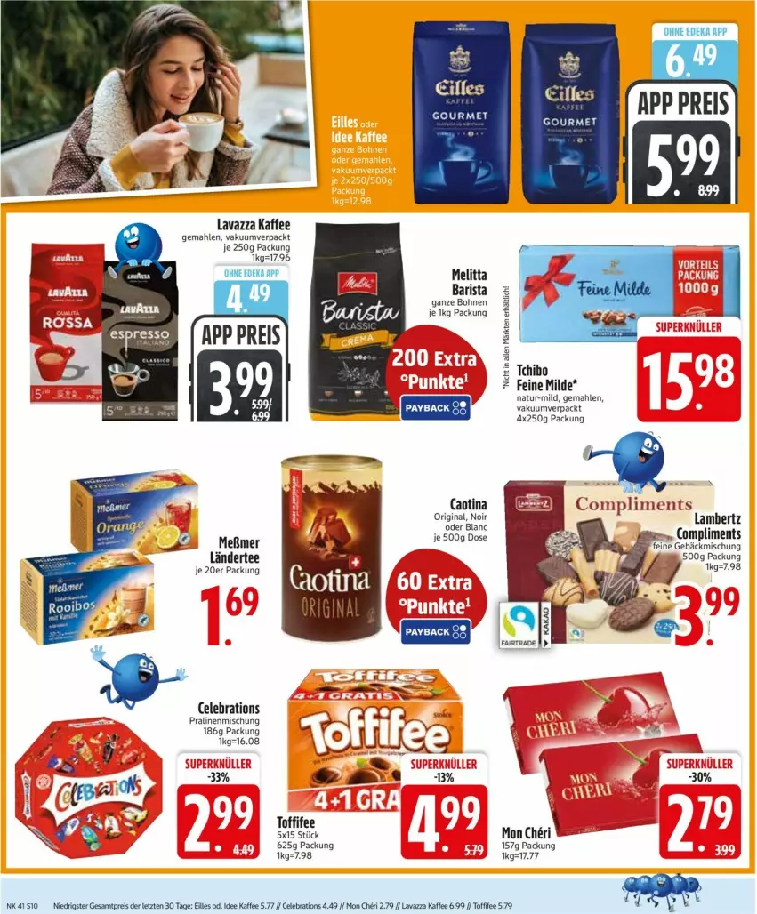 Aktueller Prospekt Edeka - Prospekte - von 06.10 bis 11.10.2025 - strona 10 - produkty: Amber, bohne, bohnen, deka, eilles gourmet, eis, Feine Gebäckmischung, gebäckmischung, gin, kaffee, lambertz, Ländertee, lavazza, melitta, Meßmer, natur, pralinen, reis, Tchibo, tee, Ti, toffifee, ZTE