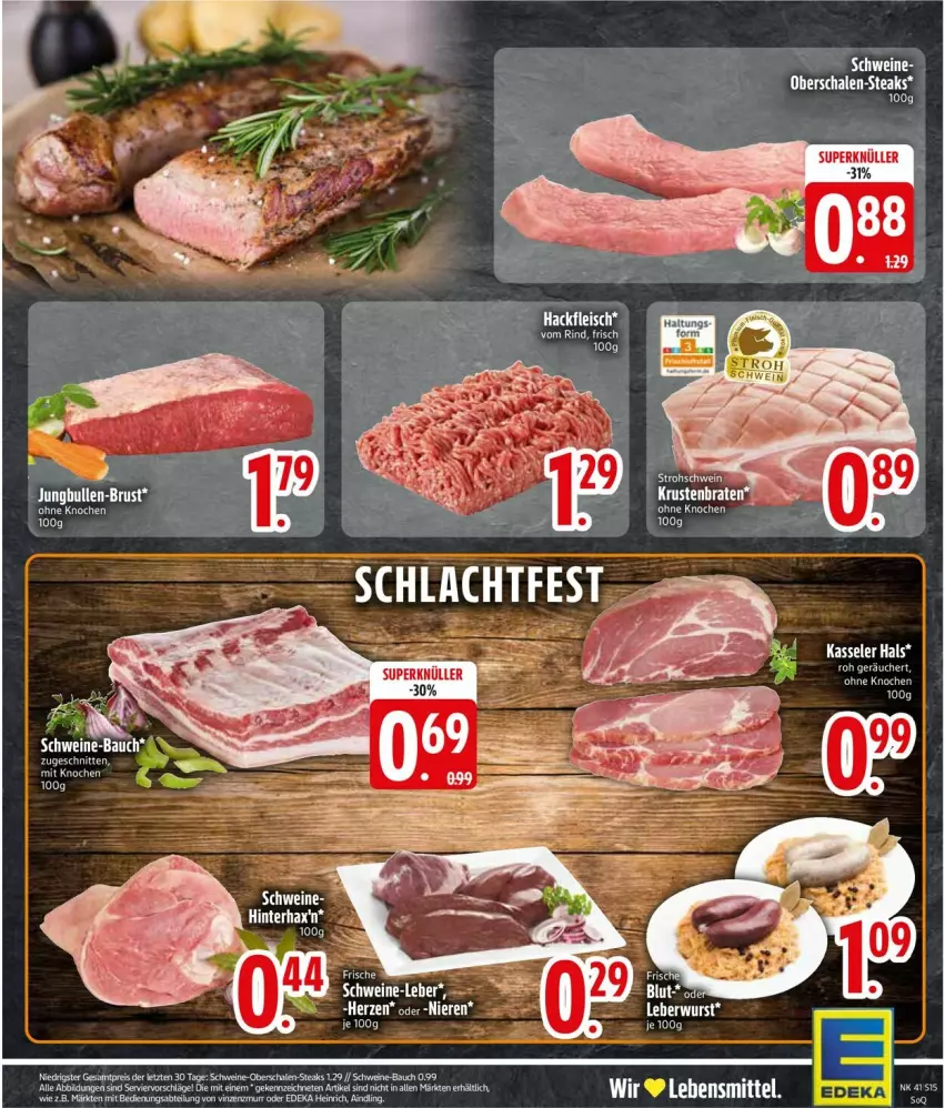 Aktueller Prospekt Edeka - Prospekte - von 06.10 bis 11.10.2025 - strona 15 - produkty: Abtei, Bau, deka, kasseler, lebensmittel, rind, schnitten, schwein, schweine, Ti, wein, weine