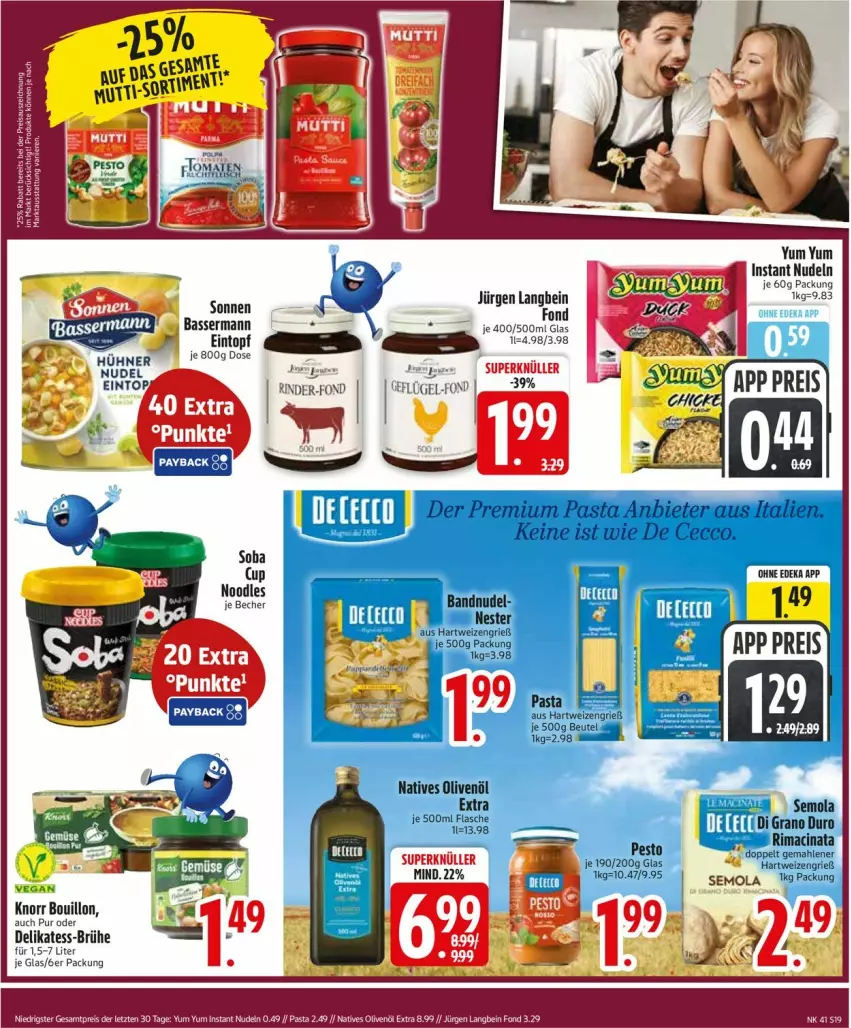 Aktueller Prospekt Edeka - Prospekte - von 06.10 bis 11.10.2025 - strona 19 - produkty: beutel, Brühe, cin, eis, flasche, Geflügel, hartweizen, knorr, mac, natives olivenöl, nudel, nudeln, olive, oliven, olivenöl, olivenöl extra, rind, Ti, Yum Yum