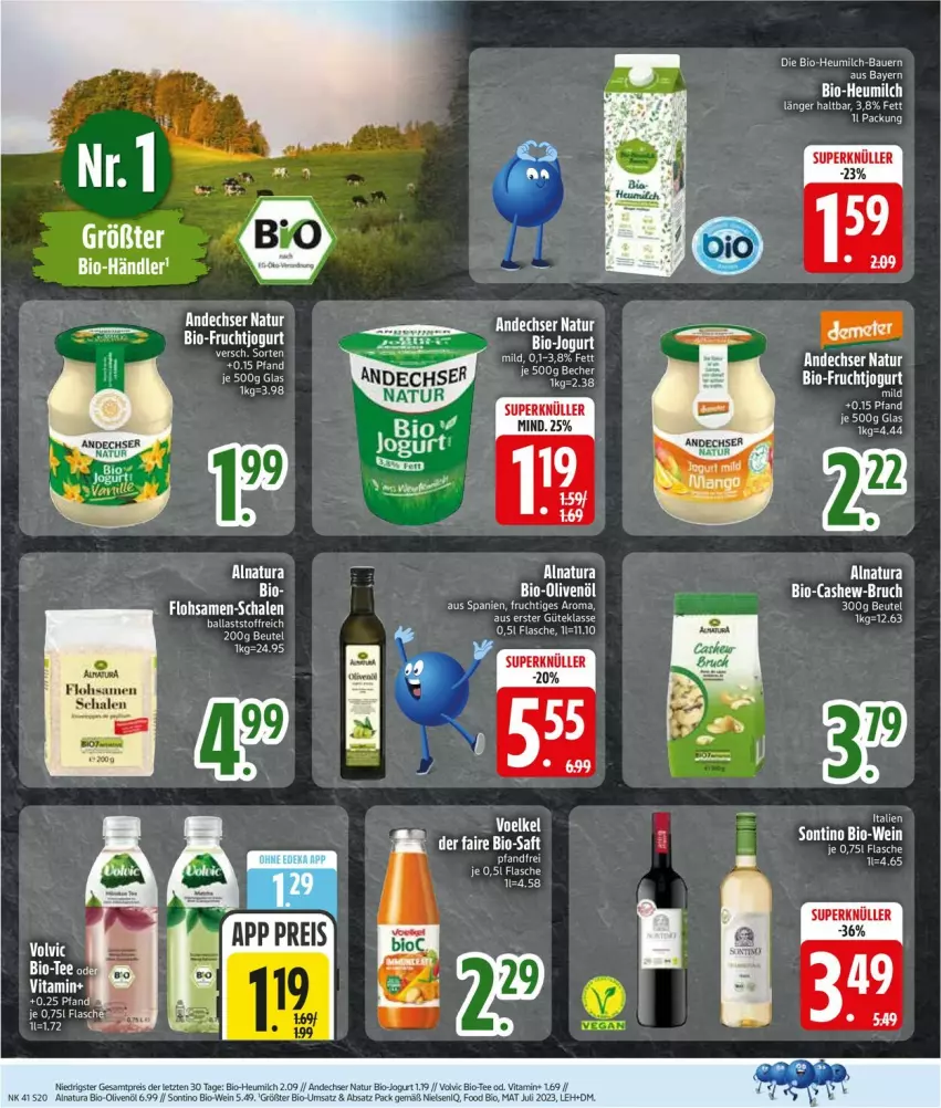 Aktueller Prospekt Edeka - Prospekte - von 06.10 bis 11.10.2025 - strona 20 - produkty: andechser natur, auer, Bau, Bauer, beutel, bio, Bio-Olivenöl, Bio-Wein, Cashew, eis, Ergee, flasche, Heu, heumilch, jogurt, milch, natur, natura, olive, oliven, olivenöl, reis, tee, Ti, vita, volvic, wein, ZTE