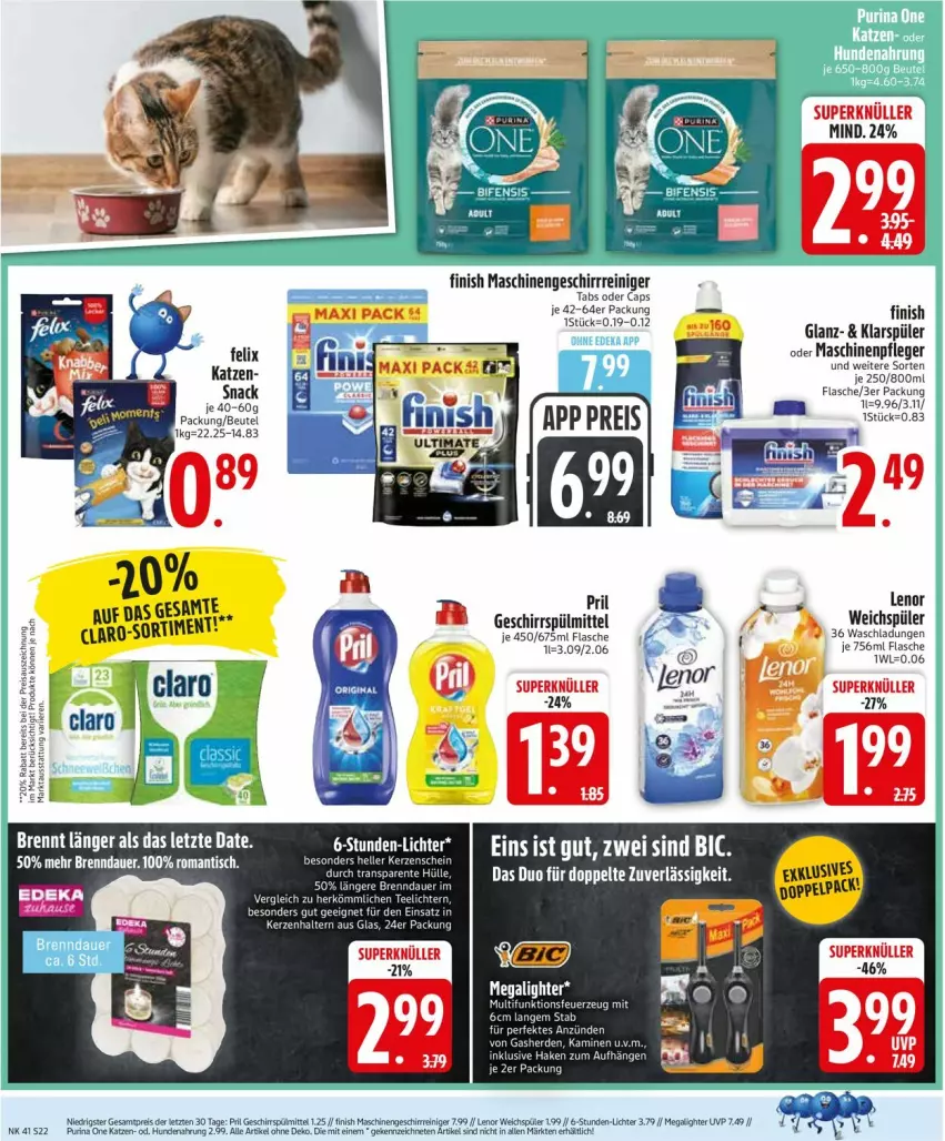 Aktueller Prospekt Edeka - Prospekte - von 06.10 bis 11.10.2025 - strona 22 - produkty: Cap, eis, ente, Finish, flasche, geschirr, hundenahrung, klarspüler, lenor, Maschinenpfleger, pril, reiniger, reis, snack, Ti, ZTE