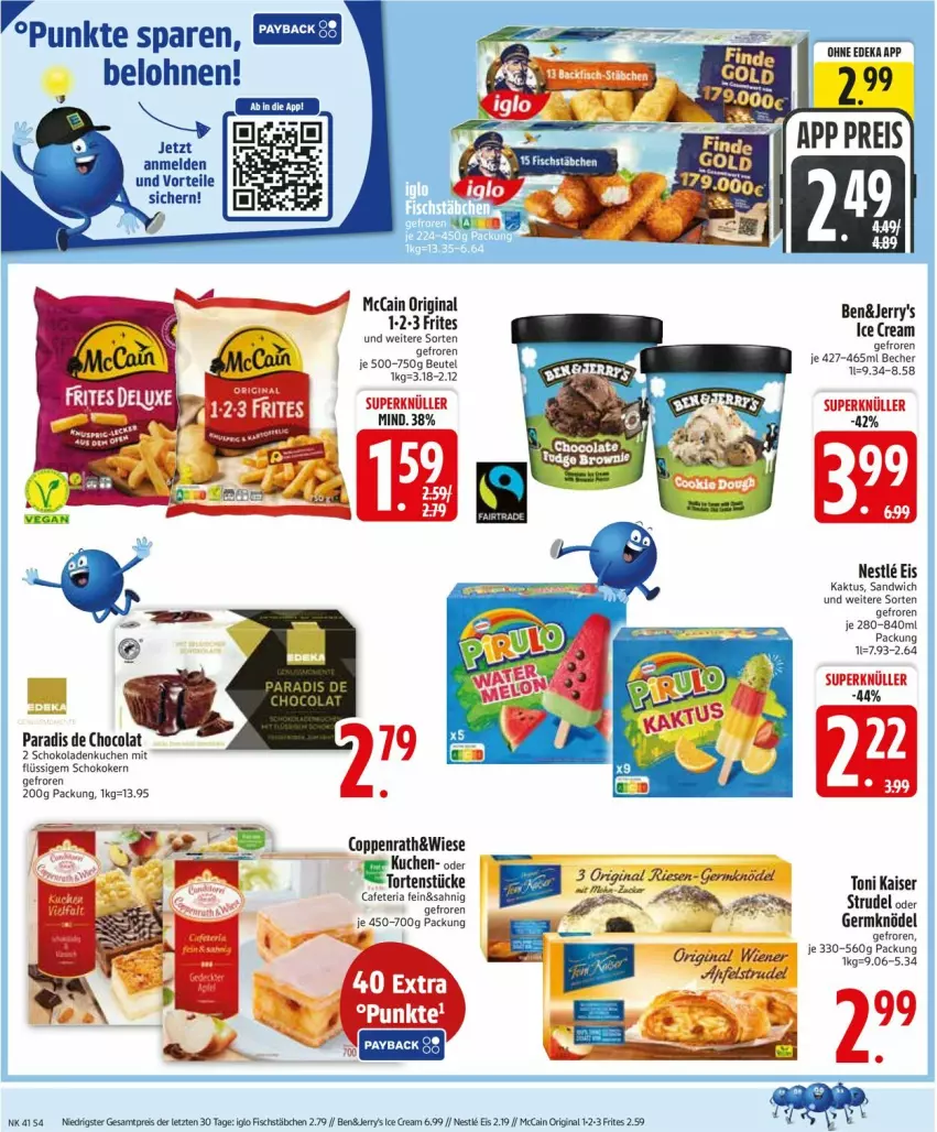 Aktueller Prospekt Edeka - Prospekte - von 06.10 bis 11.10.2025 - strona 4 - produkty: Becher, cola, coppenrath, deka, eis, Germ, gin, Kaiser, Knödel, kuchen, mccain, Ria, sandwich, schoko, schokolade, schokoladen, Strudel, torte, wiener, ZTE