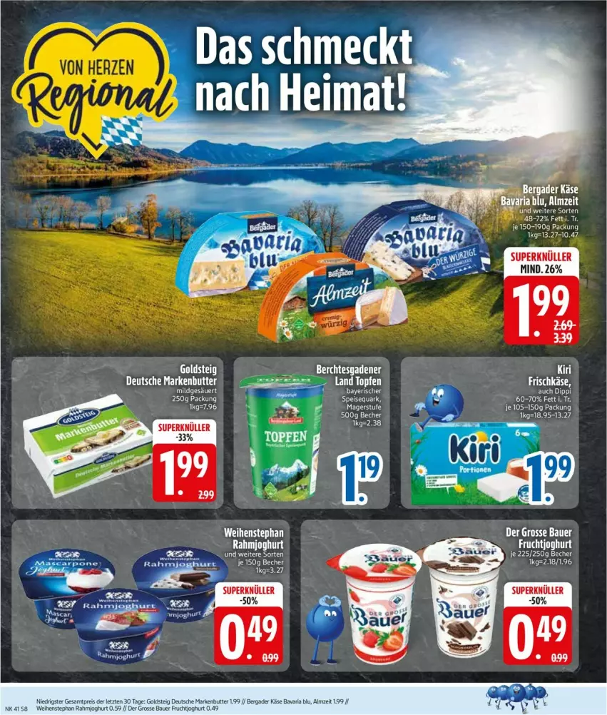 Aktueller Prospekt Edeka - Prospekte - von 06.10 bis 11.10.2025 - strona 8 - produkty: bavaria blu, Becher, bergader, butter, eis, frischkäse, frucht, fruchtjoghurt, goldsteig, joghur, joghurt, Käse, markenbutter, quark, rahmjoghurt, reis, Ria, speisequark, tee, topf, Topfen, weihenstephan, ZTE