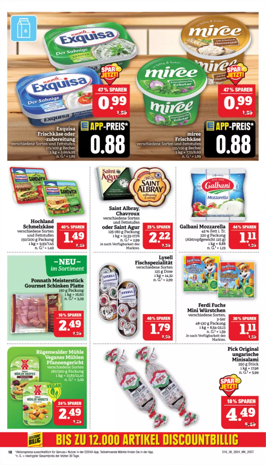 Aktueller Prospekt Marktkauf - Prospekt - von 15.09 bis 21.09.2024 - strona 18 - produkty: aktionspreis, deka, discount, eis, ferdi fuchs, fisch, fische, frischkäse, galbani, Käse, lysell, mozzarella, nuss, reis, rel, rügenwalder, rügenwalder mühle, sac, Saint Agur, salami, Ti, würstchen, ZTE