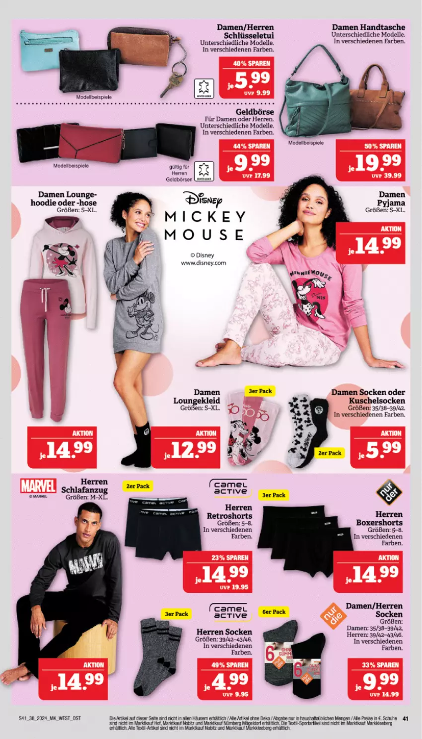 Aktueller Prospekt Marktkauf - Prospekt - von 15.09 bis 21.09.2024 - strona 41 - produkty: dell, disney, eis, elle, Geldbörse, Handtasche, hose, kleid, Kuschelsocken, Mode, reis, retroshorts, schuhe, shorts, socken, Spiele, Sport, Tasche, Ti