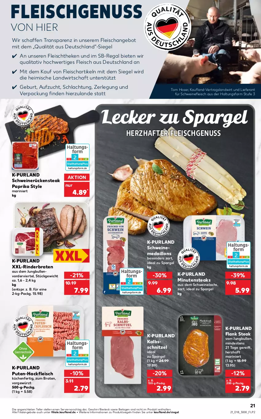 Aktueller Prospekt Kaufland - von 05.05 bis 11.05.2022 - strona 21 - produkty: angebot, angebote, besteck, braten, eis, elle, fleisch, geschirr, gewürz, hackfleisch, hose, ilag, jungbullen, kalbsschnitzel, küche, Küchen, lachs, medaillons, minutensteaks, nuss, paprika, purland, pute, regal, rind, rinder, rinderbraten, Rückensteak, schnitzel, schwein, schweine, schweinefleisch, Schweinelachs, schweinerücken, spargel, steak, steaks, teller, Ti, wein, weine