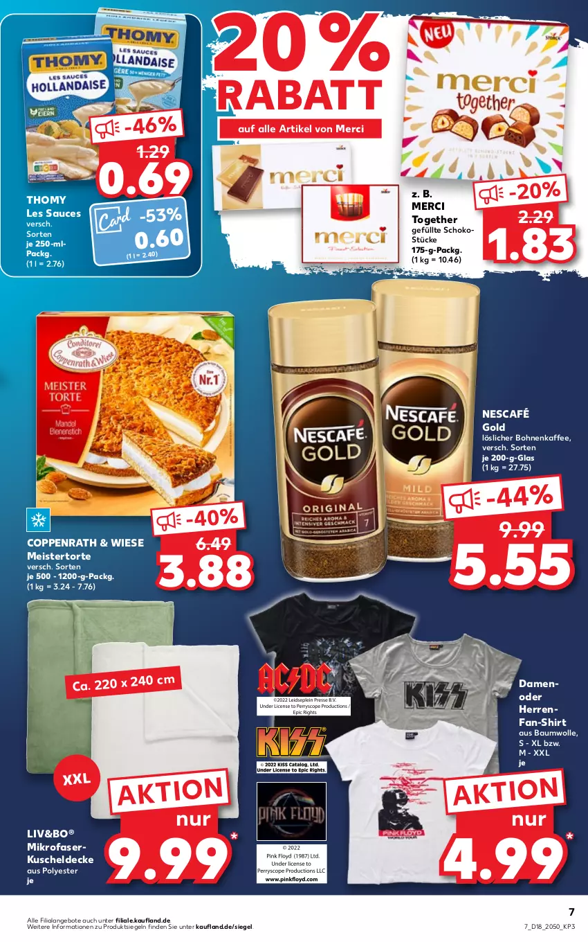 Aktueller Prospekt Kaufland - von 05.05 bis 11.05.2022 - strona 7 - produkty: angebot, angebote, Bau, baumwolle, bohne, bohnen, bohnenkaffee, coppenrath, decke, eis, kaffee, kuscheldecke, löslicher bohnenkaffee, Meister, merci, mikrofaser, Nescafé, nescafé gold, sauce, schoko, shirt, thomy, thomy les sauces, Ti, torte, wolle