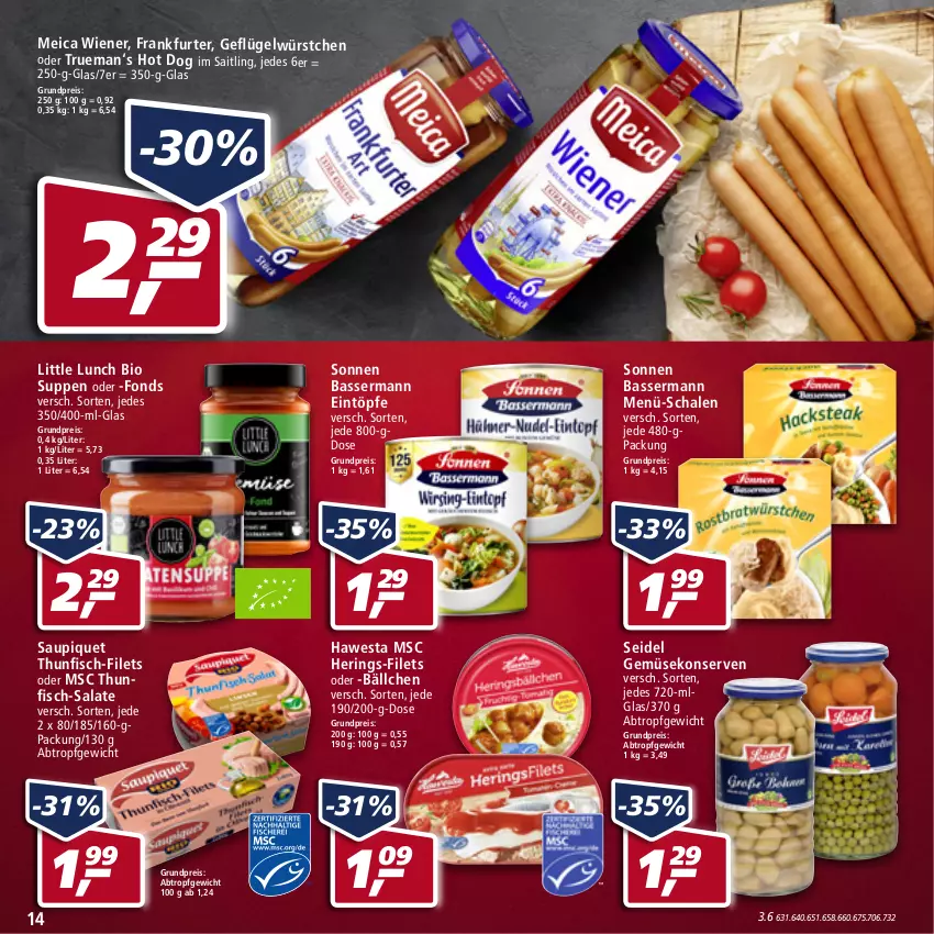 Aktueller Prospekt Real - Real Handzettel - von 07.02 bis 12.02.2022 - strona 14 - produkty: bio, eintöpfe, eis, filet, filets, fisch, frankfurter, Geflügel, Gemüsekonserve, hawesta, hering, Herings, hot dog, Konserven, LG, meica, reis, ring, salat, salate, saupiquet, Schal, Schale, suppe, suppen, thunfisch, wiener, würstchen