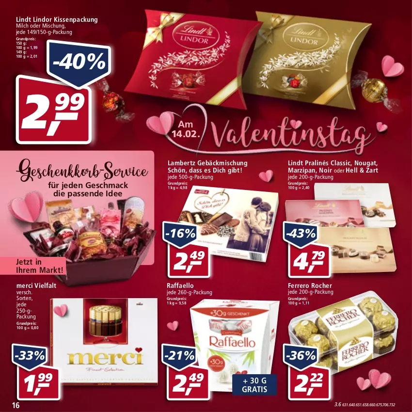 Aktueller Prospekt Real - Real Handzettel - von 07.02 bis 12.02.2022 - strona 16 - produkty: Amber, eis, ferrero, Ferrero Rocher, gebäckmischung, kissen, lambertz, lindor, lindt, mac, marzipan, merci, milch, raffaello, reis, Ti