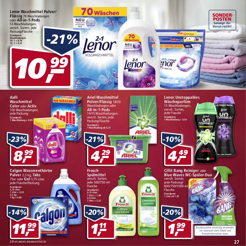 Aktueller Prospekt Real - Real Handzettel - von 07.02 bis 12.02.2022 - strona 27 - produkty: ariel, ariel waschmittel, calgon, Cillit, cillit bang, dalli, eis, flasche, Frosch, lenor, lenor waschmittel, LG, Pods, reiniger, reis, spülmittel, Ti, wäscheparfüm, waschmittel, wasser, wasserenthärter