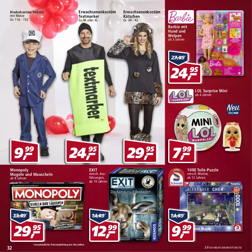 Aktueller Prospekt Real - Real Handzettel - von 07.02 bis 12.02.2022 - strona 32 - produkty: Barbie, eis, elle, Kätzchen, Kinder, Maus, Mütze, Puzzle, reis, teller, textmarker, Ti