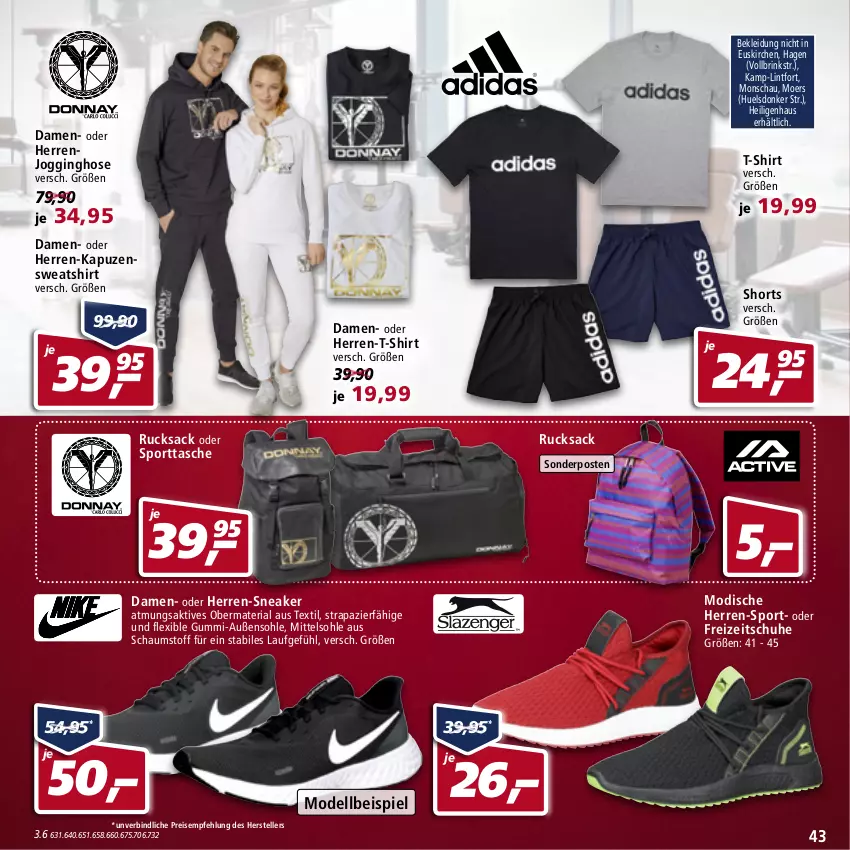 Aktueller Prospekt Real - Real Handzettel - von 07.02 bis 12.02.2022 - strona 43 - produkty: dell, eis, elle, Freizeitschuhe, gin, herren-sneaker, herren-t-shirt, hose, Jogginghose, Kapuzensweatshirt, kleid, Kleidung, Mode, reis, Ria, rucksack, sac, schuhe, shirt, shorts, sneaker, sonderposten, Sport, sporttasche, Sweatshirt, T-Shirt, Tasche, teller, Ti