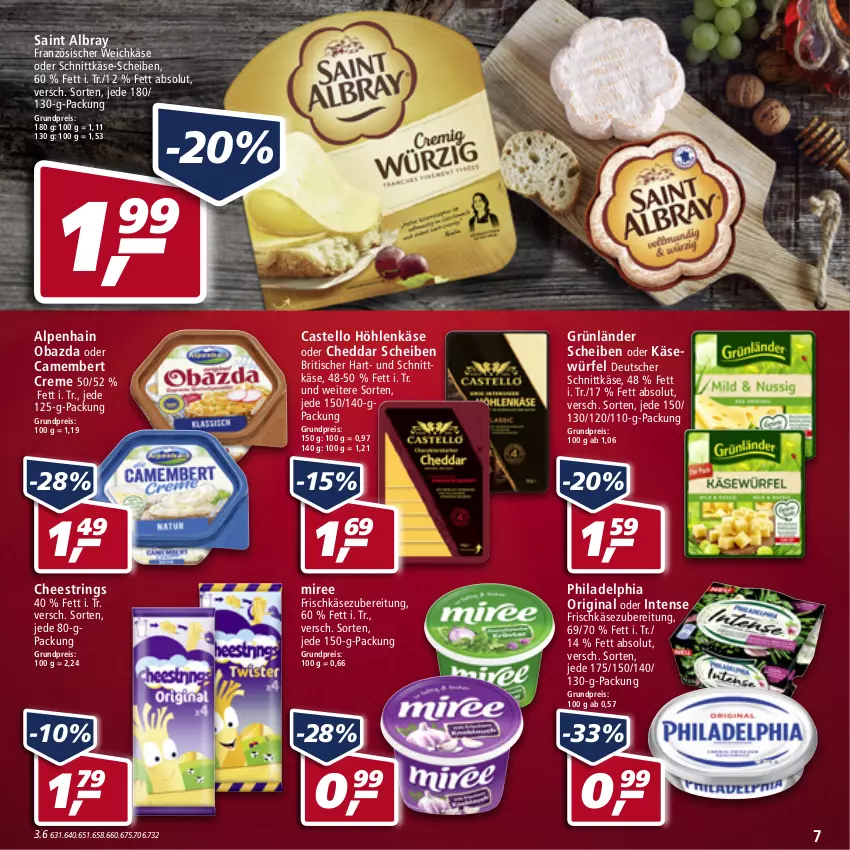 Aktueller Prospekt Real - Real Handzettel - von 07.02 bis 12.02.2022 - strona 7 - produkty: albray, Alpenhain, camembert, camembert creme, cheddar, creme, deutscher schnittkäse, eis, französischer weichkäse, frischkäse, frischkäsezubereitung, gin, grünländer, höhlenkäse, Käse, miree, obazda, philadelphia, reis, ring, saint albray, schnittkäse, String, Ti, tisch, weichkäse, würfel