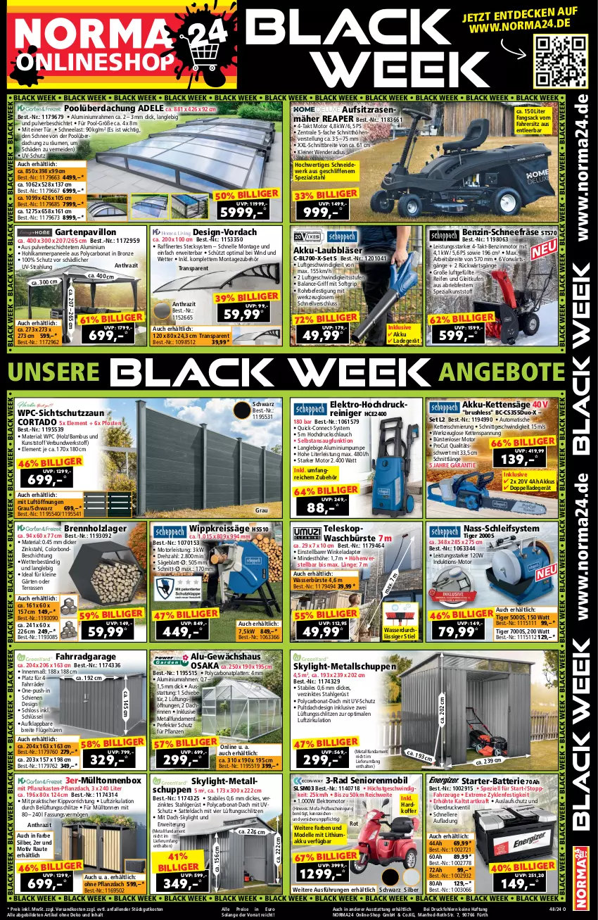 Aktueller Prospekt Norma - Norma - von 15.11 bis 01.12.2024 - strona 1 - produkty: adapter, akku, angebot, angebote, auto, bambus, batterie, black week, Bona, Brei, Brennholz, brie, bürste, bürsten, decke, dell, eis, Elektro, elle, Fahrrad, Garten, Gewächshaus, Holz, Kette, koffer, kraft, lack, ladegerät, latte, leine, LG, Mode, ndk, paneel, pavillon, pflanze, pflanzen, Pflanzkasten, pool, rasen, rasenmäher, reifen, reiniger, reis, reiss, Ria, rum, rwe, sac, säge, sattel, schlauch, Spezi, Teleskop, Ti, tisch, uv-schutz, wasser, werkzeug