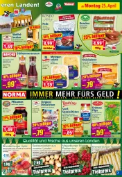 Gazetka promocyjna Norma - Norma - Gazetka - ważna od 02.05 do 02.05.2022 - strona 7 - produkty: arla, ball, barbecue, Becher, Brandenburger äpfel, brot, burger, cola, curry, eier, eierlikör, eiersalat, eis, erdnuss, flasche, frucht, Garten, Geflügel, gewürz, gin, kaffee, kartoffel, knäckebrot, knacker, kühlregal, likör, meerrettich, milch, nuss, orange, pfeffer, pflaume, pflaumen, pril, radieschen, regal, reis, Rettich, Ricola, ring, sac, salat, salate, sauce, saucen, schlemmersauce, schlemmersaucen, senf, spargel, Speisezwiebeln, Spezi, spitzenqualität, steak, Ti, tiefpreis, vollmilch, zucker, zwiebel, zwiebeln