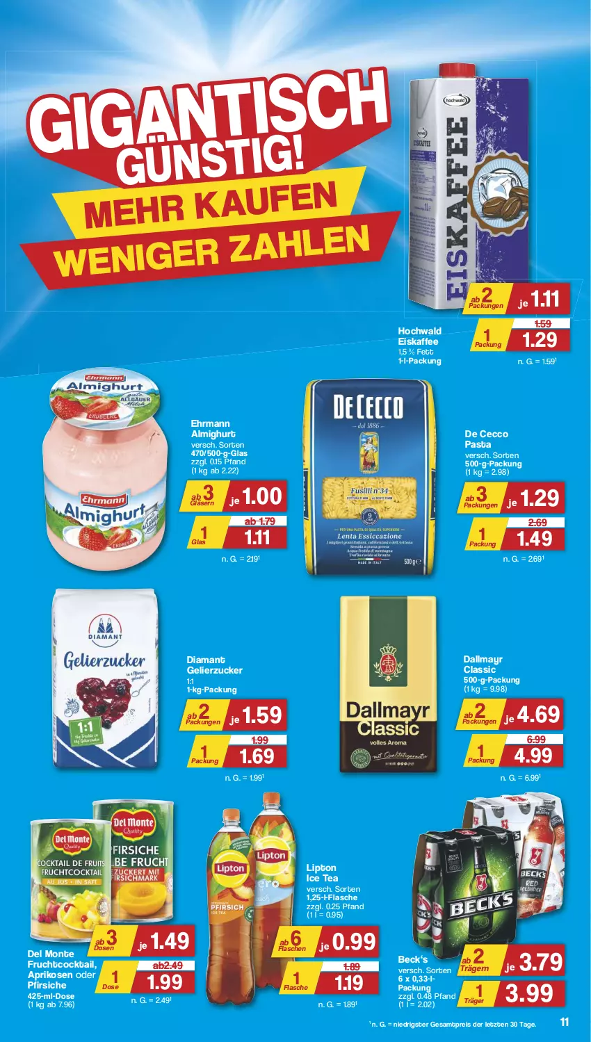 Aktueller Prospekt Famila - Prospekte - von 29.07 bis 03.08.2024 - strona 12 - produkty: almighur, almighurt, aprikose, aprikosen, cocktail, dallmayr, De Cecco, decke, ecco, ehrmann, ehrmann almighurt, eis, eiskaffee, flasche, frucht, gelierzucker, Gläser, hochwald, ice tea, kaffee, lipton, lipton ice tea, monte, oder pfirsiche, pasta, pfirsich, pfirsiche, reis, Ti, ZTE, zucker