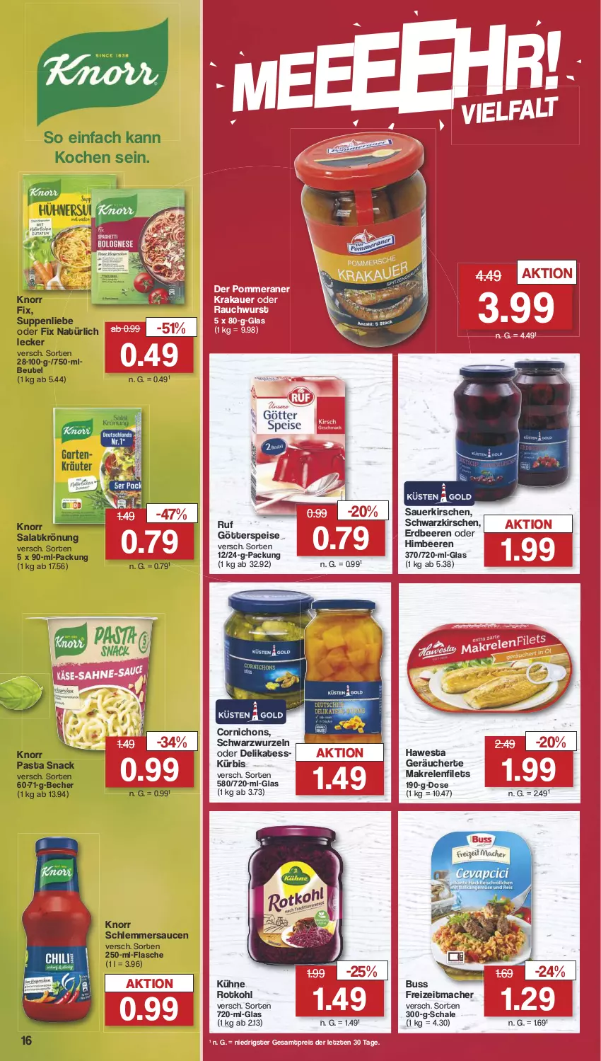 Aktueller Prospekt Famila - Prospekte - von 29.07 bis 03.08.2024 - strona 17 - produkty: auer, Becher, beere, beeren, beutel, eis, erdbeere, erdbeeren, filet, filets, flasche, götterspeise, hawesta, himbeer, himbeere, himbeeren, kirsch, kirsche, kirschen, knorr, knorr fix, knorr pasta, krakauer, Kühne, Kürbis, mac, Makrele, Makrelenfilets, pasta, pasta snack, Rauch, reis, rel, rotkohl, salat, salatkrönung, sauce, saucen, sauerkirschen, Schal, Schale, schlemmersauce, schlemmersaucen, snack, suppe, suppen, suppenliebe, Ti, wurst, ZTE