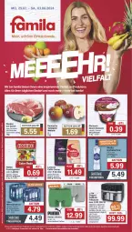 Gazetka promocyjna Famila - Prospekte - Gazetka - ważna od 03.08 do 03.08.2024 - strona 1 - produkty: Alwa, angebot, angebote, auto, Becher, Behälter, beutel, bohne, bohnen, caffè crema, dessert, edelstahl, ehrmann, Ehrmann Grand Dessert, eis, elle, flasche, fritteuse, frucht, fruchtgummi, glasflasche, Gorbatschow, haribo, Heißluftfritteuse, jever, Lakritz, lavazza, mineralwasser, oder lakritz, reis, saft, schwein, shorts, tafeläpfel, teller, Ti, vilsa, wasser, wein, Wella, Weste, Wild, wodka, ZTE