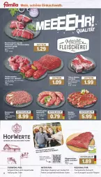 Gazetka promocyjna Famila - Prospekte - Gazetka - ważna od 03.08 do 03.08.2024 - strona 4 - produkty: braten, bratwurst, eis, ente, fleisch, für grill und pfanne, Germ, gewürz, grill, grill und pfanne, gulasch, kotelett, Meister, natur, pfanne, rind, rinder, Rinderroulade, rinderrouladen, rindfleisch, rouladen, rwe, Schal, Schale, schwein, steak, steaks, Ti, Tiere, und pfanne, wein, wurst